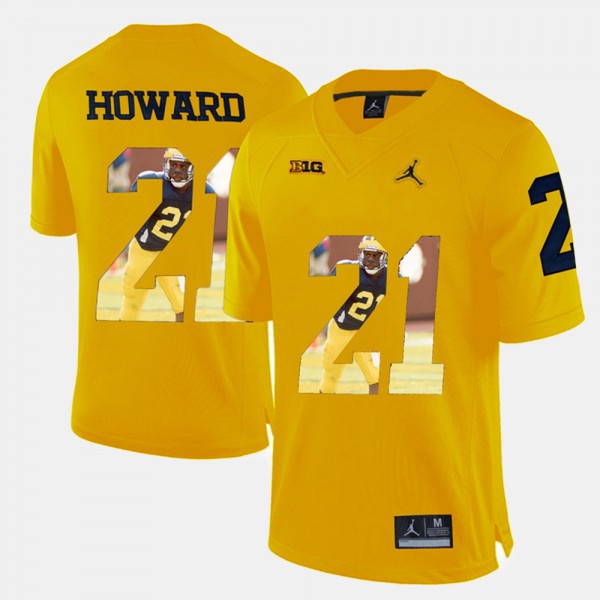Michigan #21 Mens Desmond Howard Jersey Yellow Player Pictorial College